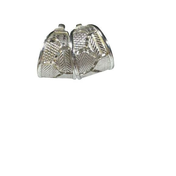 Vintage Clip On Hoop Earrings Silver Tone Textured - Picture 1 of 5